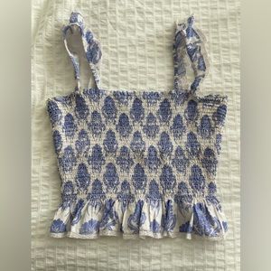 Aritzia Wilfred Tank Top | blue and white | size medium